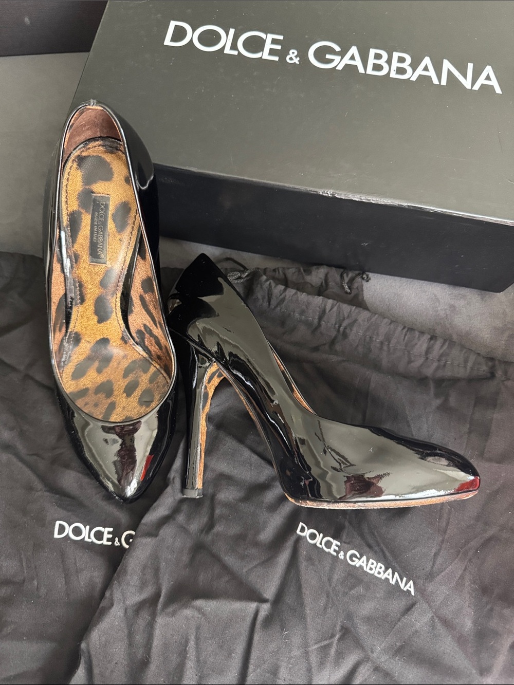 Dolce & Gabbana Women's Black Patent Leather Pointed-Toe Pumps